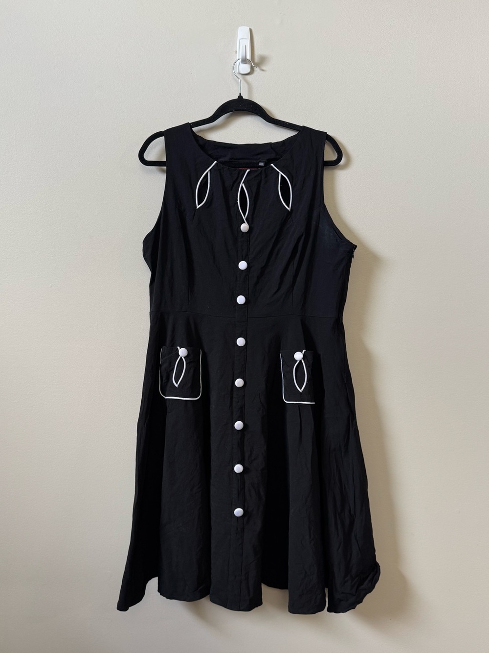Voodoo Vixen pinup rockabilly black with white trim retro swing dress